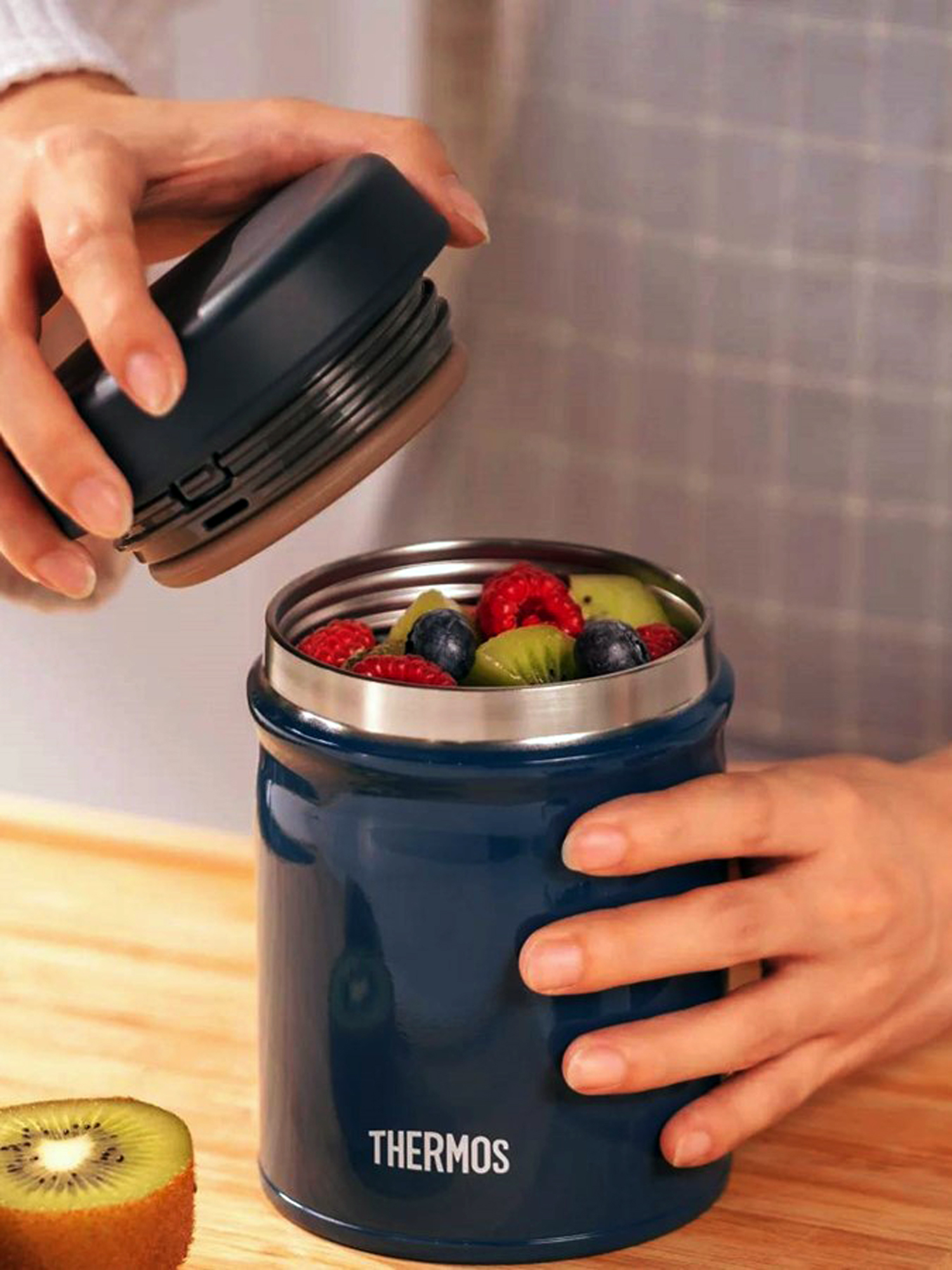 Термос для еды супа 500 мл THERMOS JEB-500 тёмно-синий – нержавеющая сталь герметичный тепло/холод 6/8 часов - фото 9