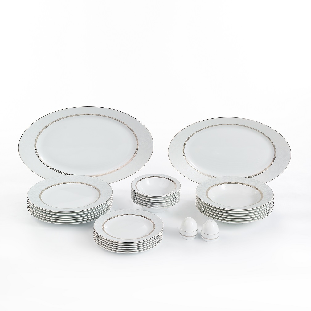 Сервиз столовый Zarin Porcelain Industries на 6 персон Italia F Gift Platinum 28 предметов - фото 1