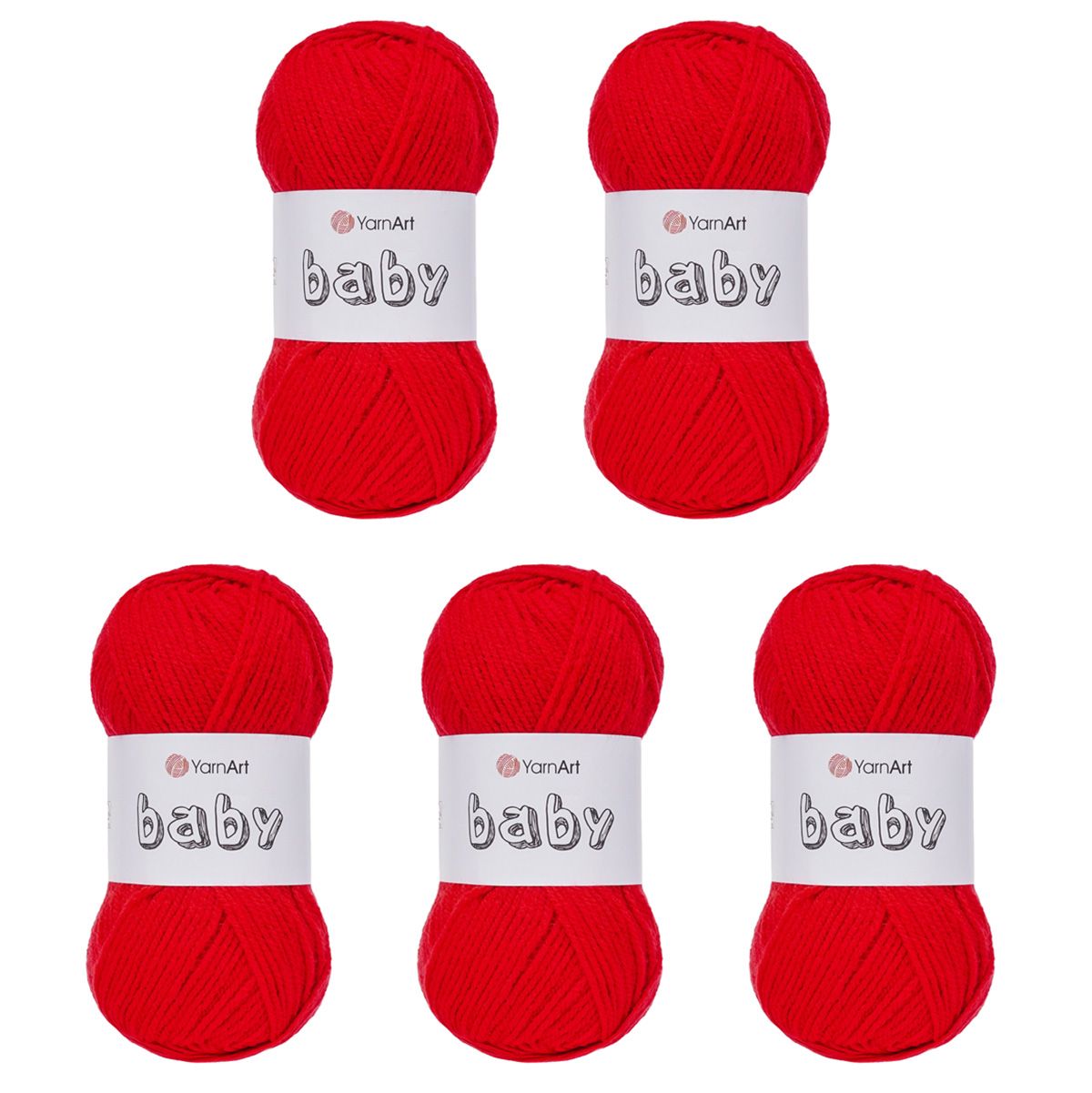 Пряжа для вязания YarnArt Baby 50 гр 150 м акрил мягкая детская 5 мотков 156 красный - фото 8