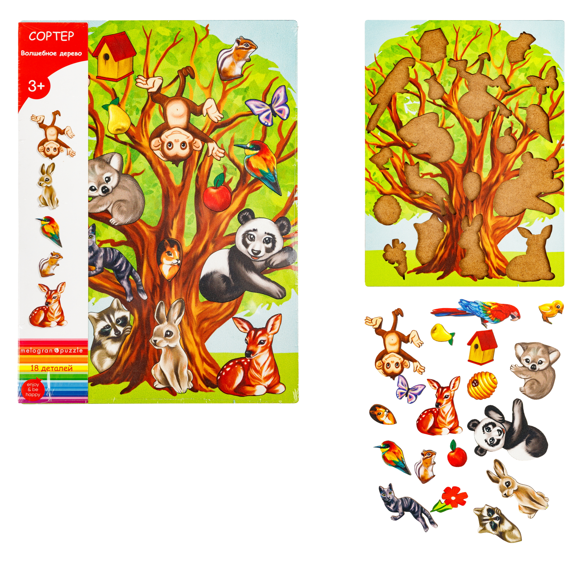 Пазл 1TOY Волшебное дерево с животными деревянный - фото 1