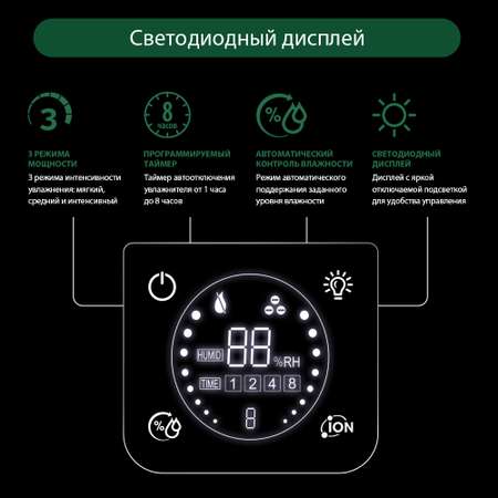 Увлажнитель воздуха ультразвуковой MARTA MT-2692 черный жемчуг верхний залив ионизация