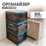 Ящик для хранения вещей Solmax с крышкой на колесиках 51х36х30 см