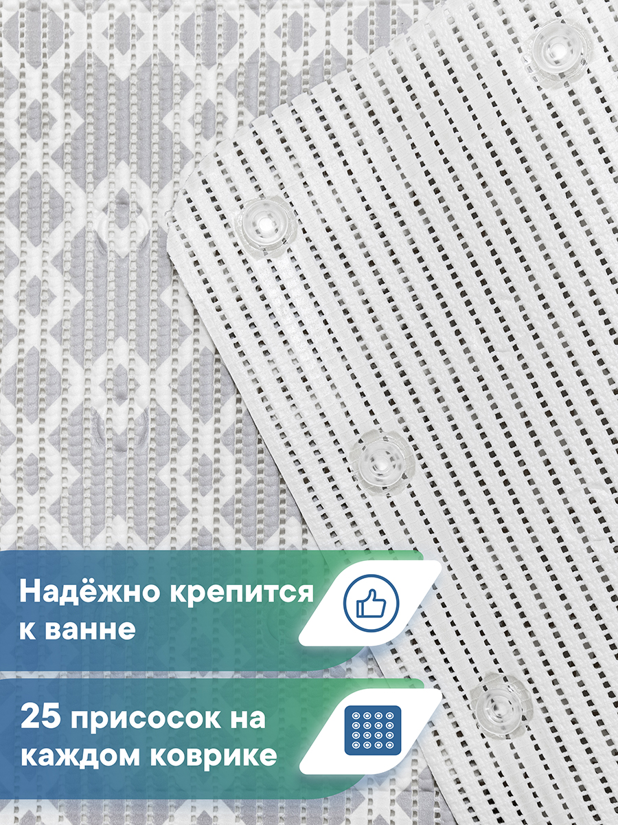Коврик для ванной VILINA серый 43 x 90 см 1 шт. - фото 3