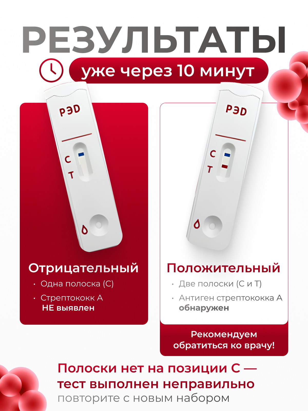 Диагностический тест РЭД для определения стрептококка группы А (ангина) - фото 6