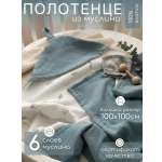 Полотенце Мягкий Кролик с капюшоном синее 100 x 100 см