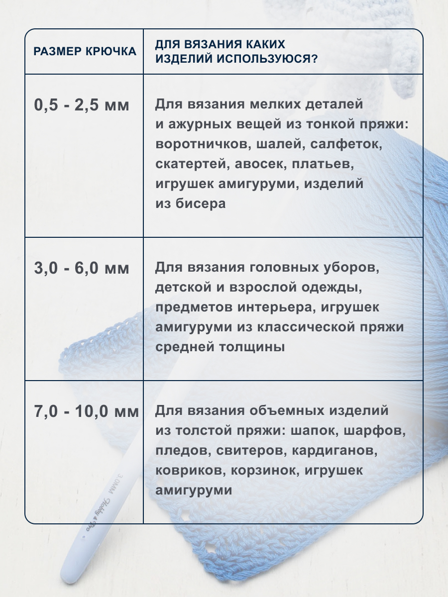 Крючок для вязания Hobby & Pro гладкий из практичного металла с прорезиненной мягкой ручкой 3 мм 953300 - фото 4