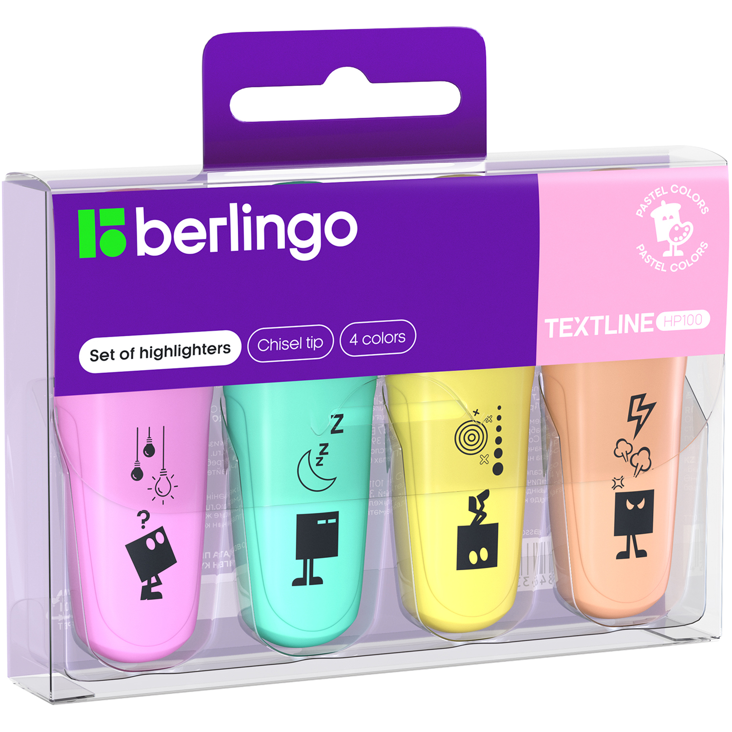 Набор текстовыделителей Berlingo Textline HP100 мини 4цвета пастельные T1520 - фото 1
