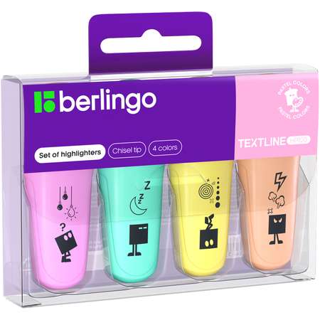 Набор текстовыделителей Berlingo Textline HP100 мини 4цвета пастельные T1520