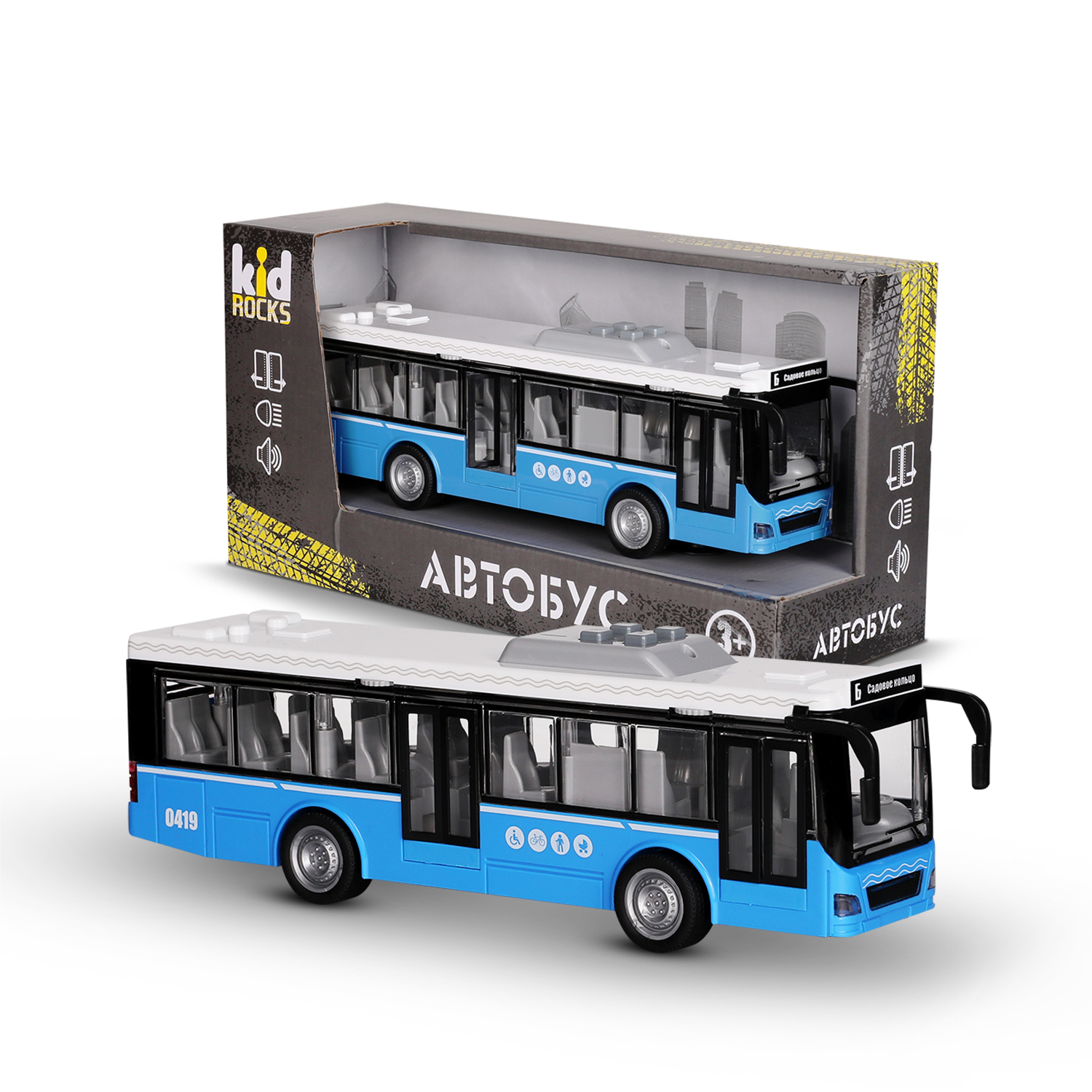 Автобус Kid Rocks со звуком и светом 1:16 YK-2103 - фото 3