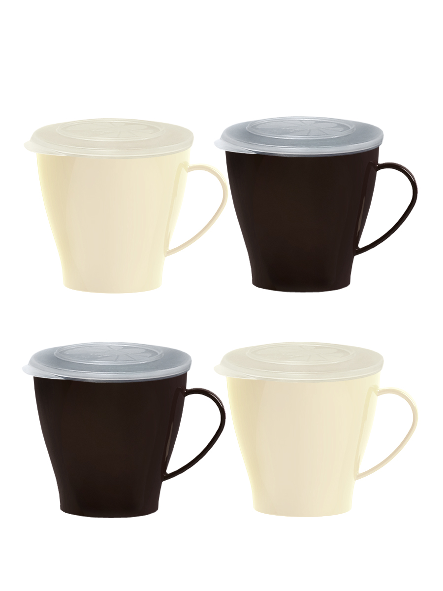 Набор посуды Solaris 4 чашки 0,36л с крышками ванильно-шоколадный - фото 8