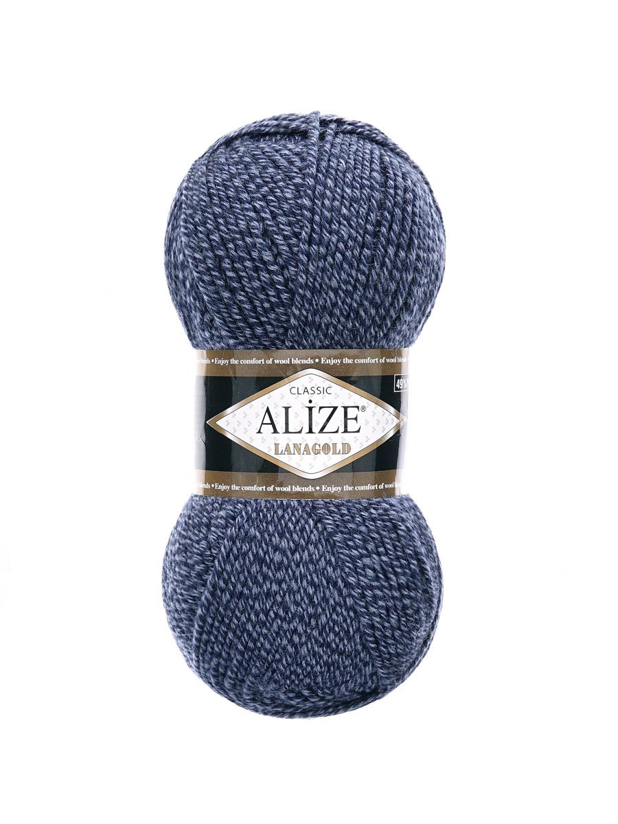 Пряжа Alize полушерстяная мягкая тонкая теплая Lanagold 100г 240м 5 шт 901 т.-синий меланж - фото 4