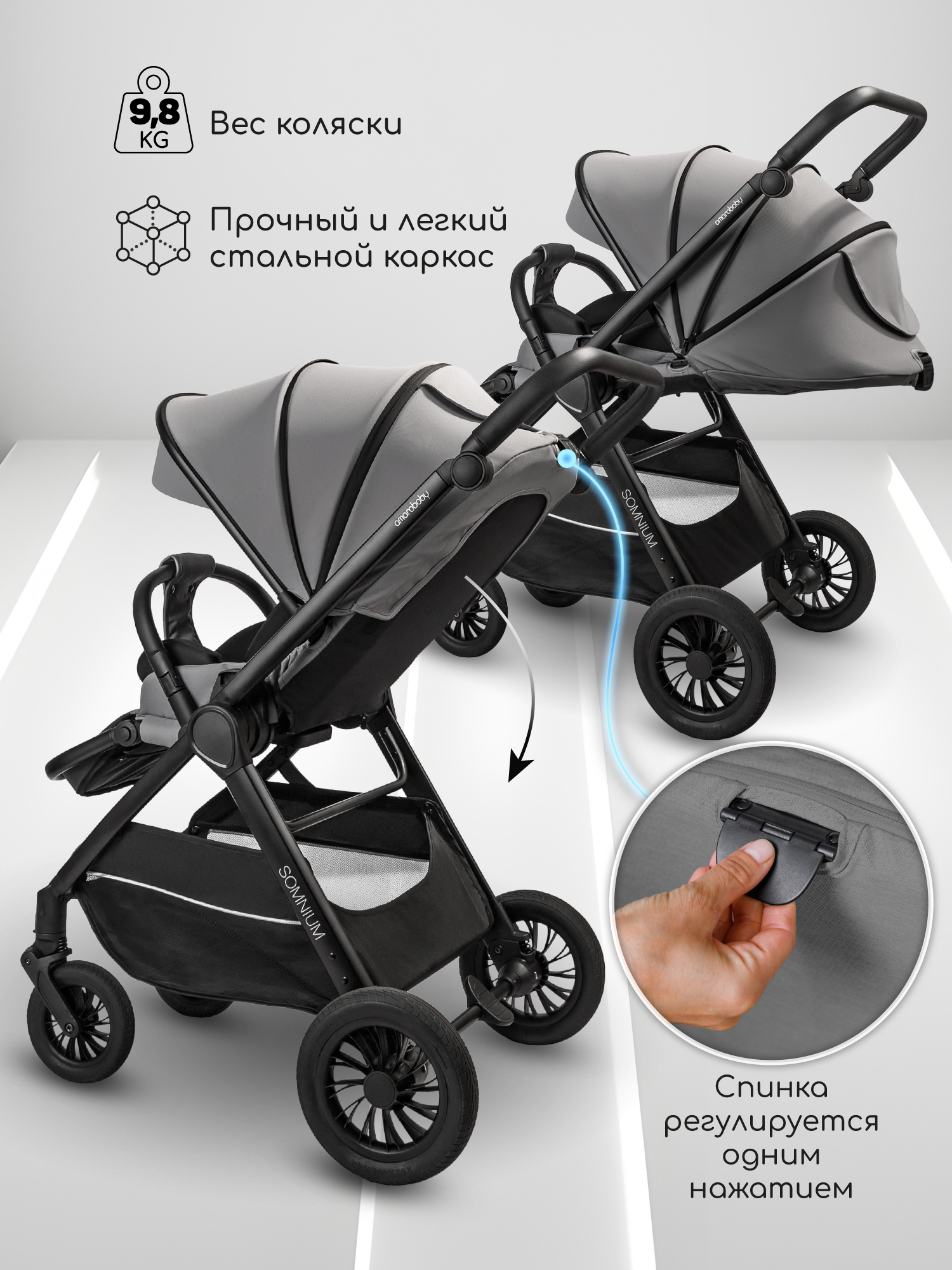 Коляска прогулочная Amarobaby Somnium - фото 8
