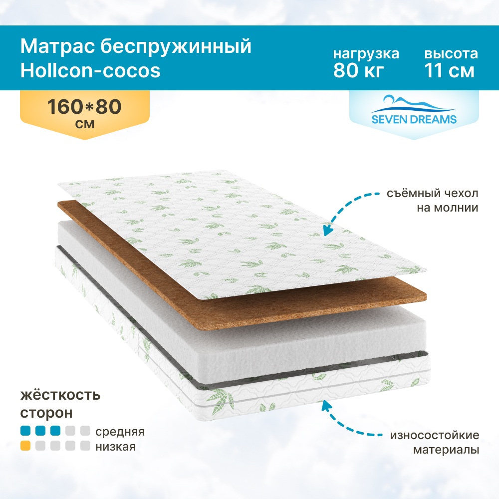 Матрас SEVEN DREAMS Hollcon-cocos 160х80 - фото 1