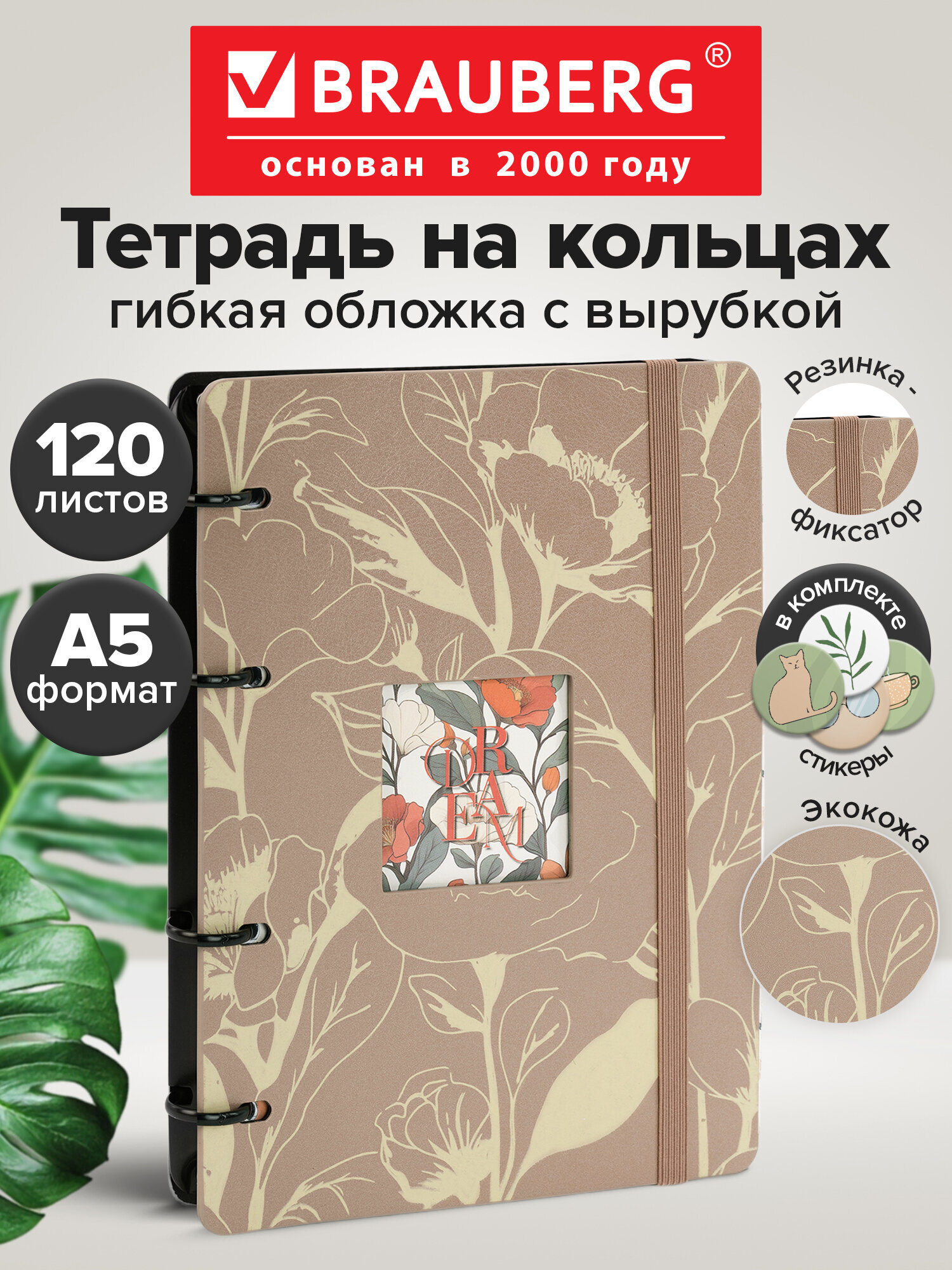 Тетрадь со сменным блоком Brauberg клетка 120 лист. - фото 1
