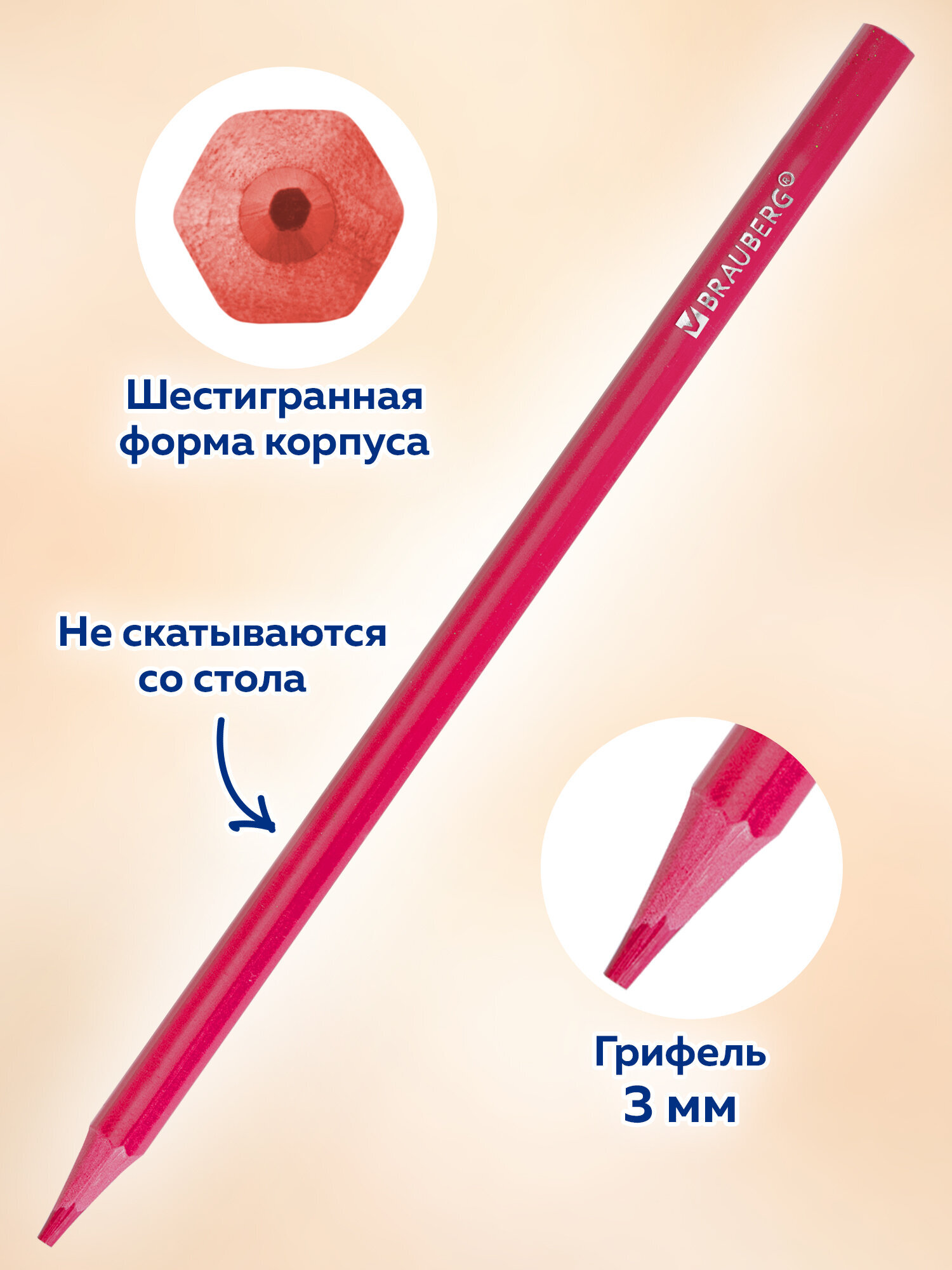 Карандаши цветные Brauberg 12 шт. - фото 3