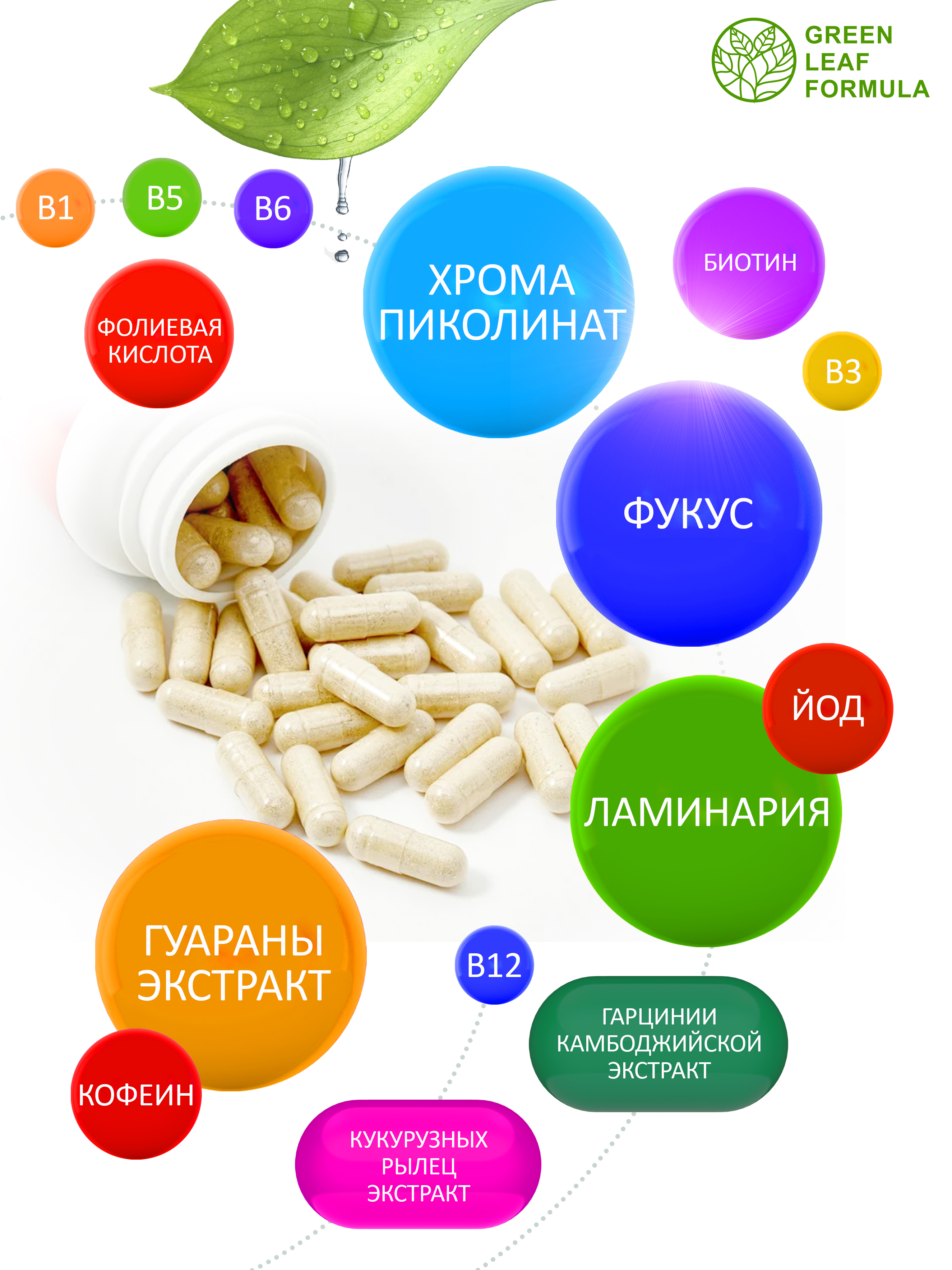 Таблетки для похудения Green Leaf Formula жиросжигатель для похудения для женщин и мужчин блокатор аппетита - фото 4