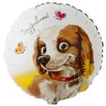 Шар фольгированный Веселая затея Поздравляю Собака с цветком 1202-3251