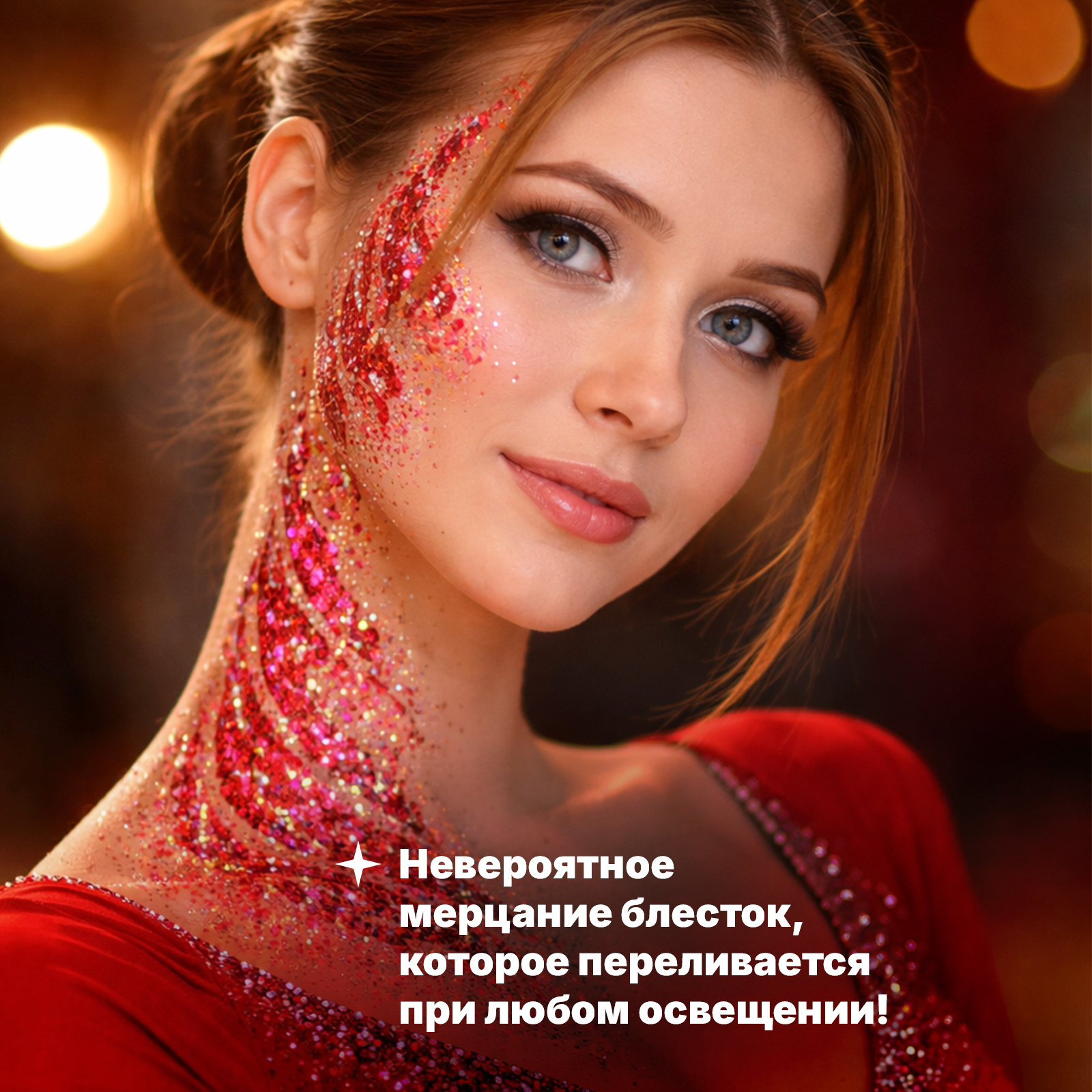 Глиттер шиммер для тела ХОББИЛАБ Алая ягода 30 г - фото 2