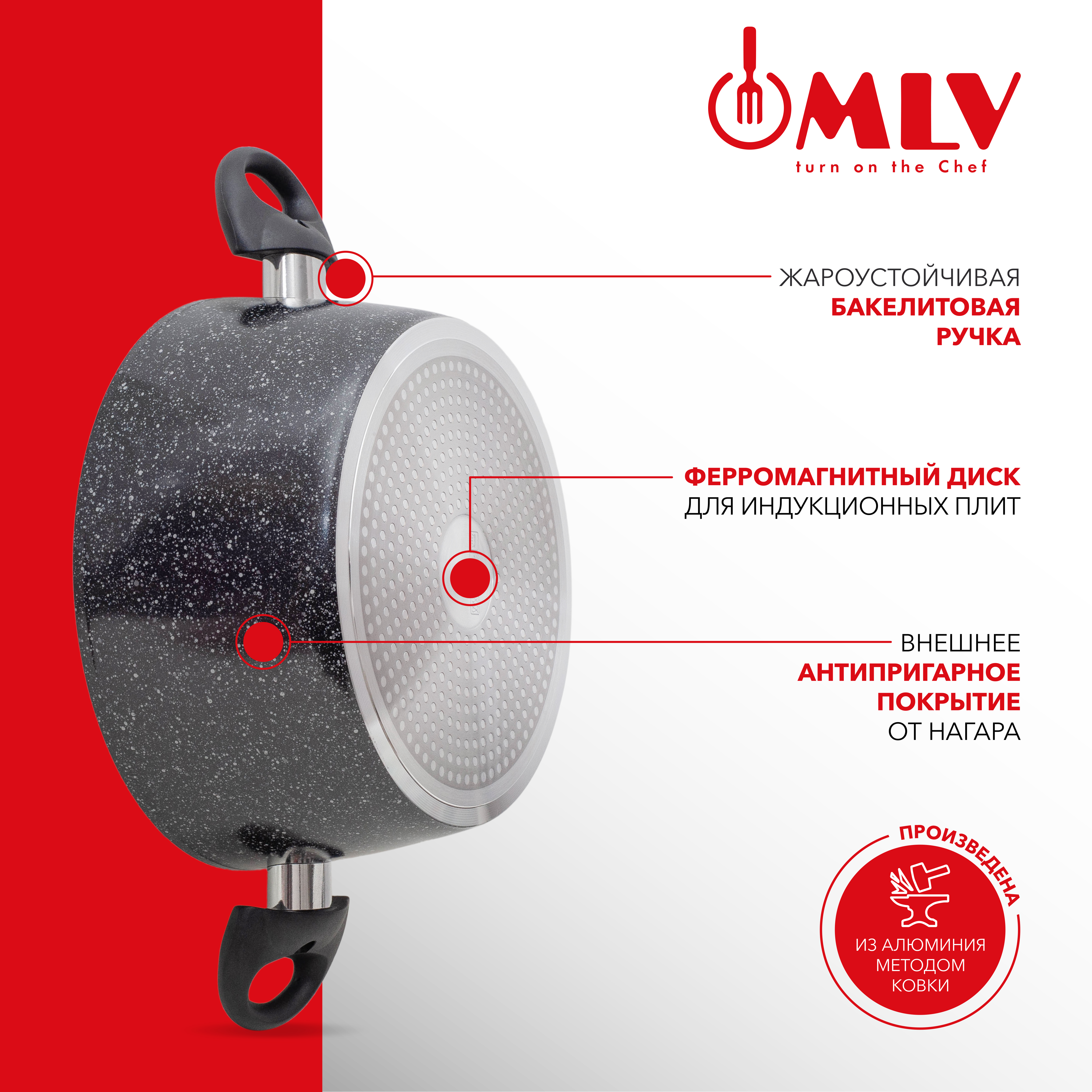 Кастрюля для индукционных плит с крышкой Moulin Villa Оrion 2,2 литра - фото 4