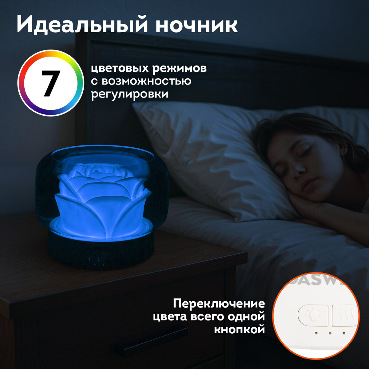 Увлажнитель воздуха DASWERK Увлажнитель воздуха для дома, аромадиффузор, ночник DASWERK - фото 4