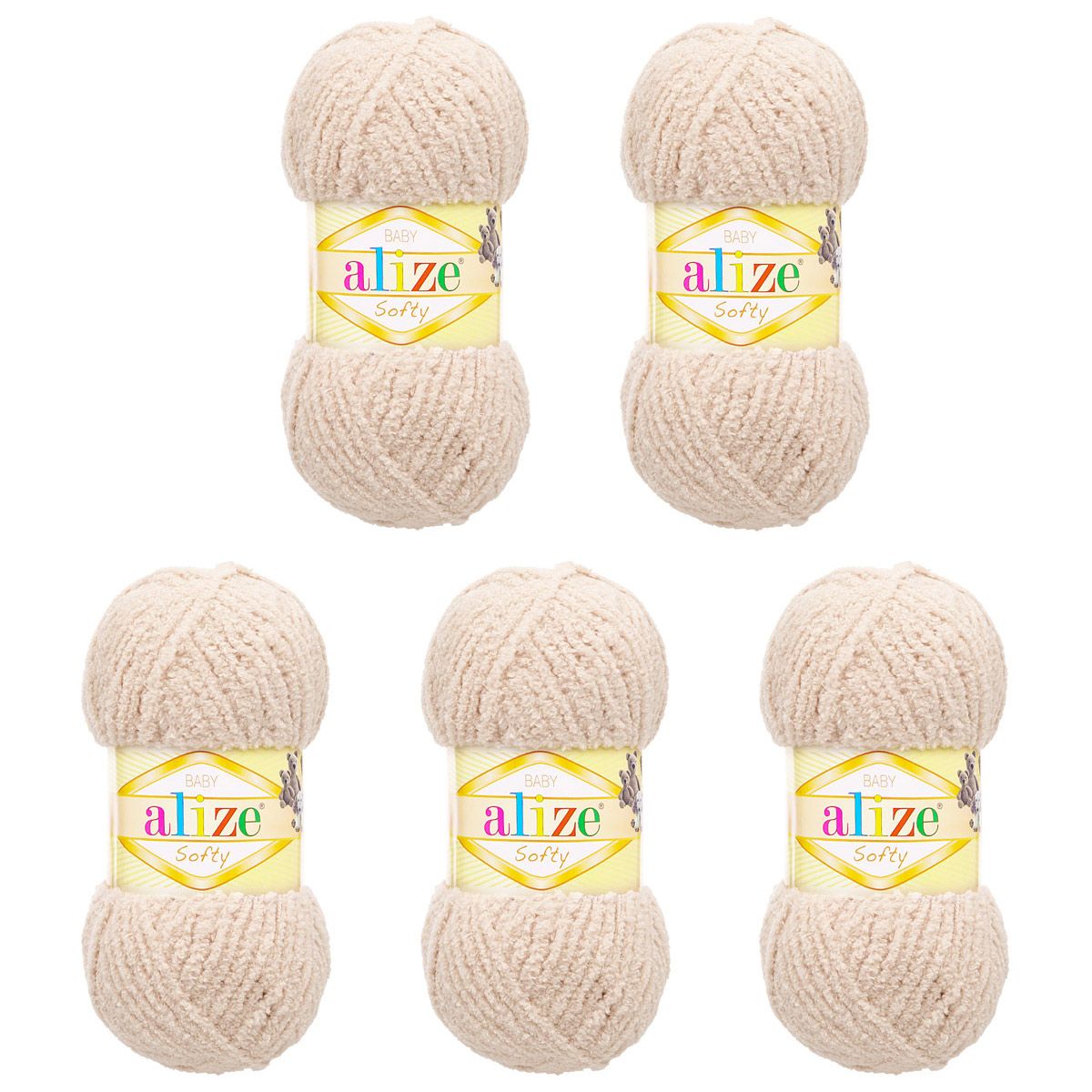 Пряжа для вязания Alize softy 50 гр 115 м микрополиэстер мягкая фантазийная 310 медовый 5 мотков - фото 6