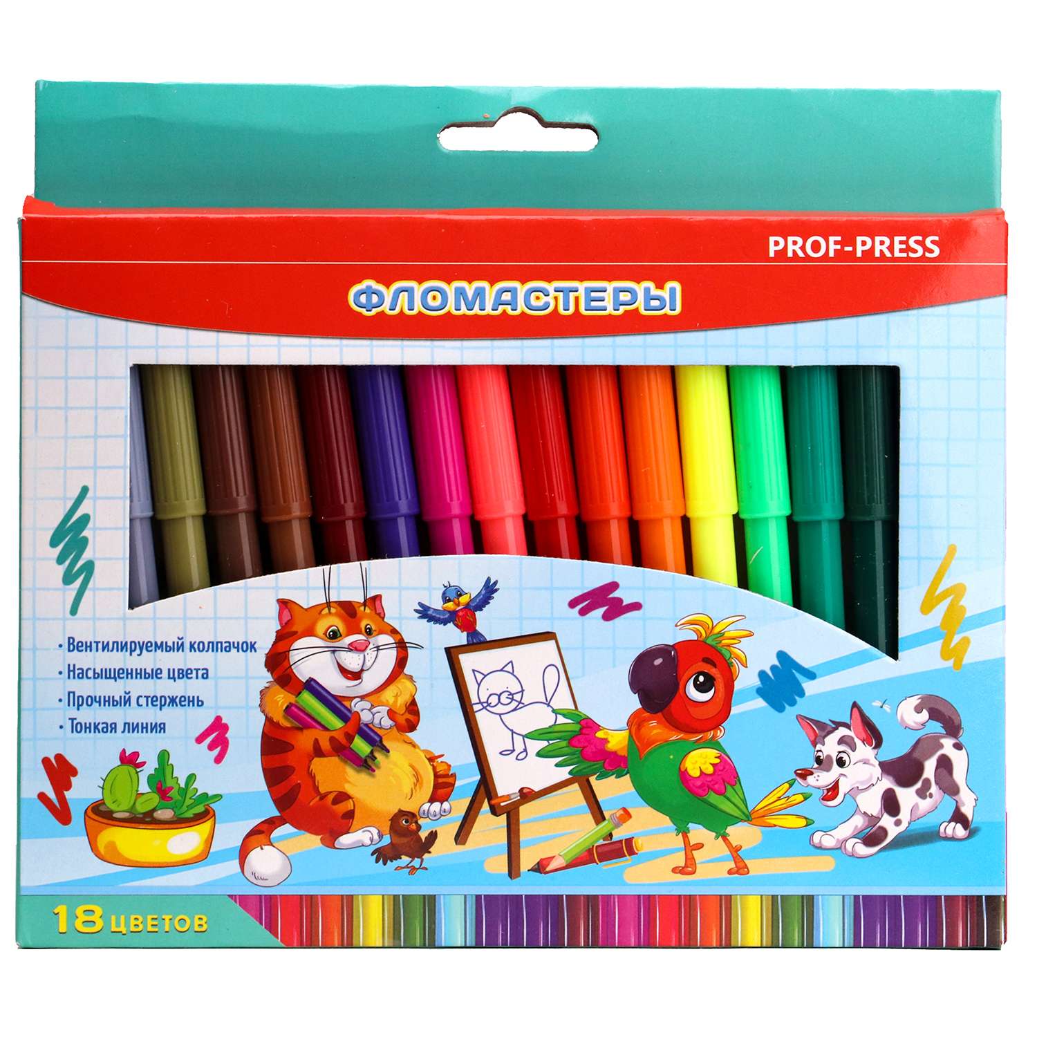 Фломастеры Prof-Press 18 цв. - фото 1
