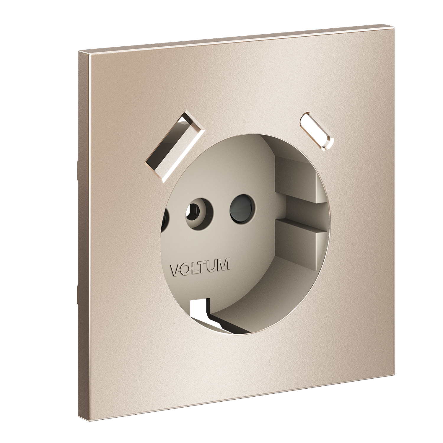 Накладка VOLTUM для розетки с заземлением и защитными шторками с USB A+C S70 Metal платина - фото 1
