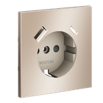 Накладка VOLTUM для розетки с заземлением и защитными шторками с USB A+C S70 Metal платина