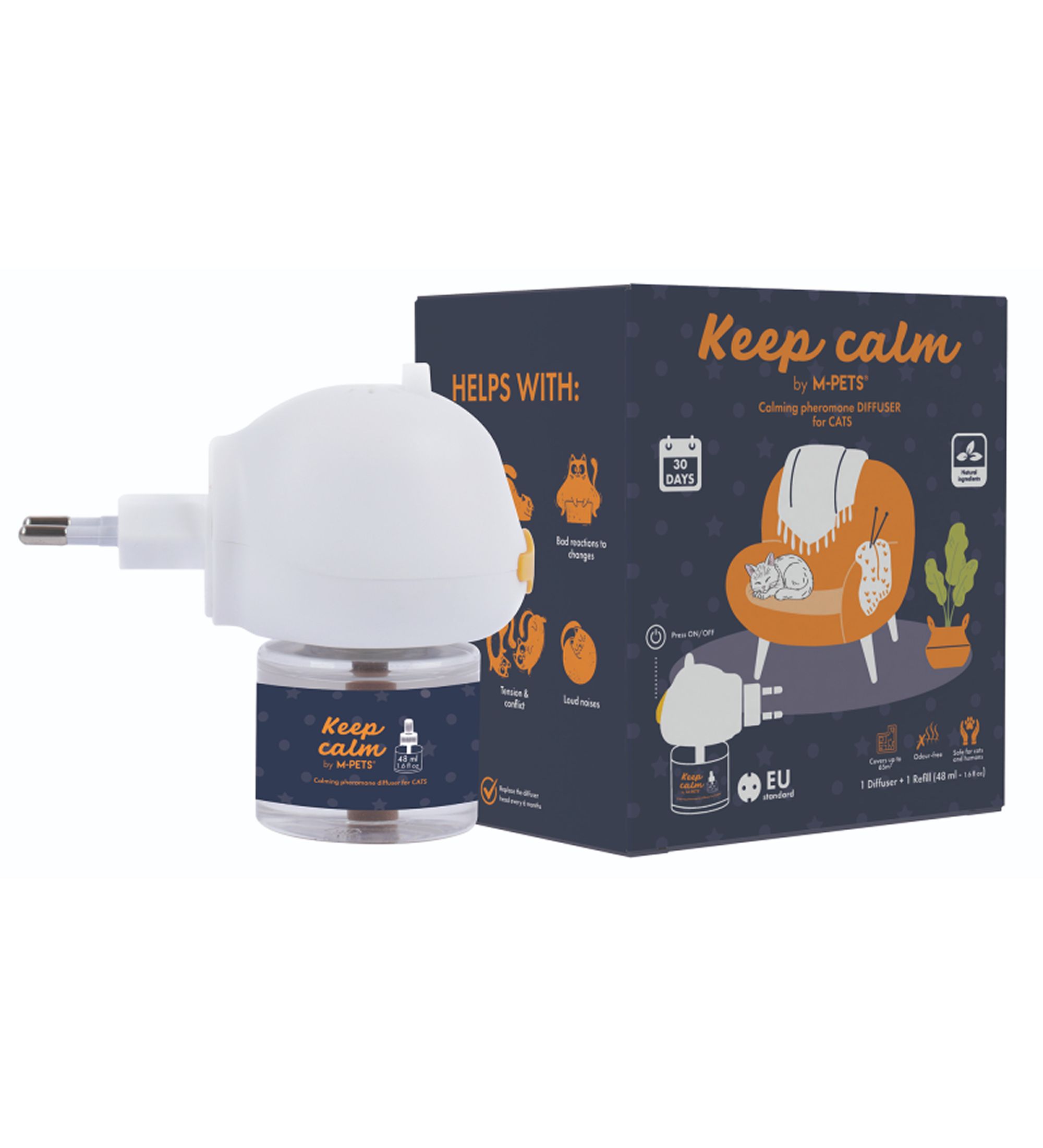 Диффузор для кошек M-PETS KEEP CALM успокаивающий феромон 48мл - фото 1