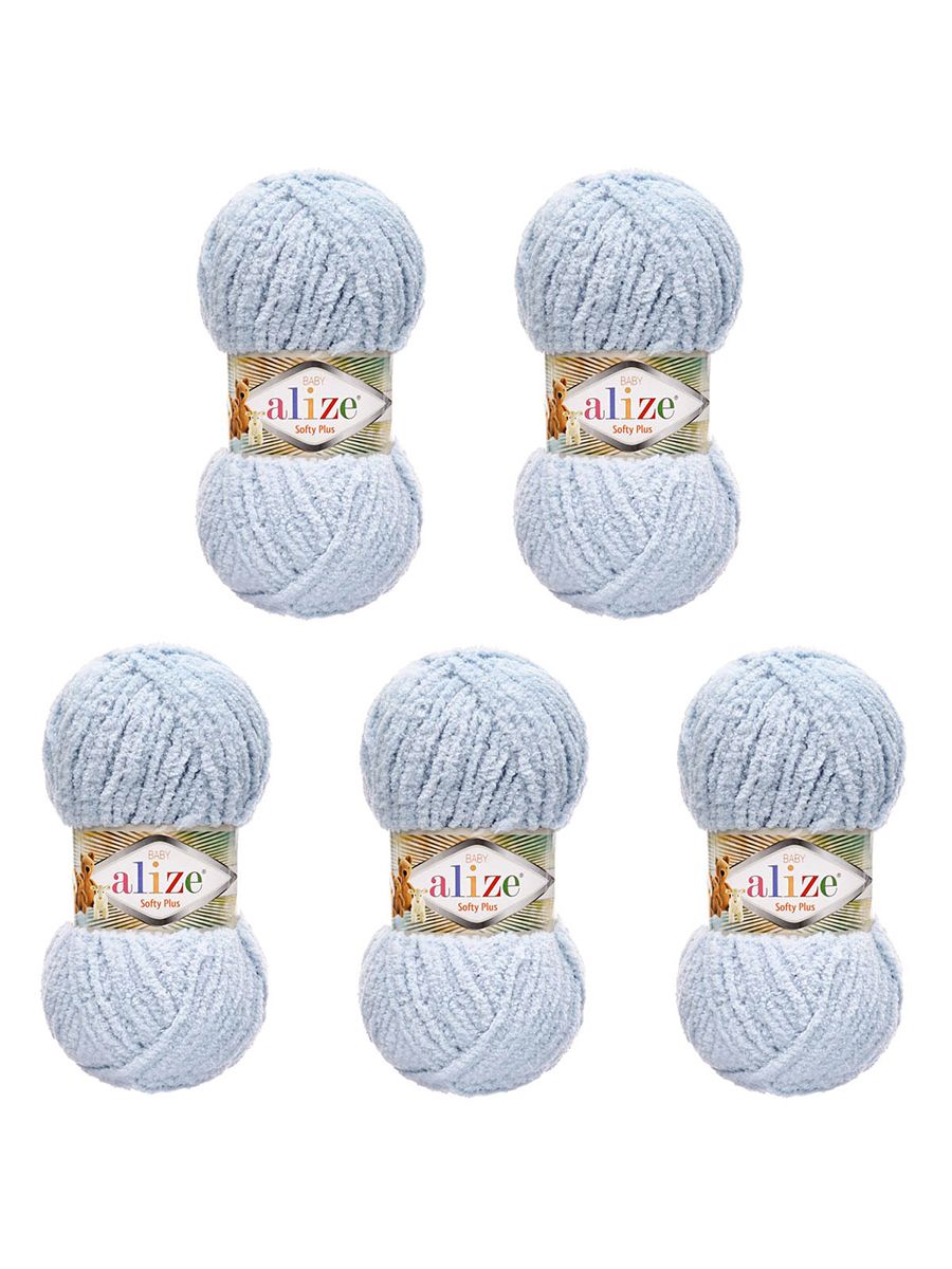 Пряжа для вязания Alize softy plus 100 г 120 м микрополиэстер мягкая плюшевая 500 светло-серый 5 мотков - фото 6