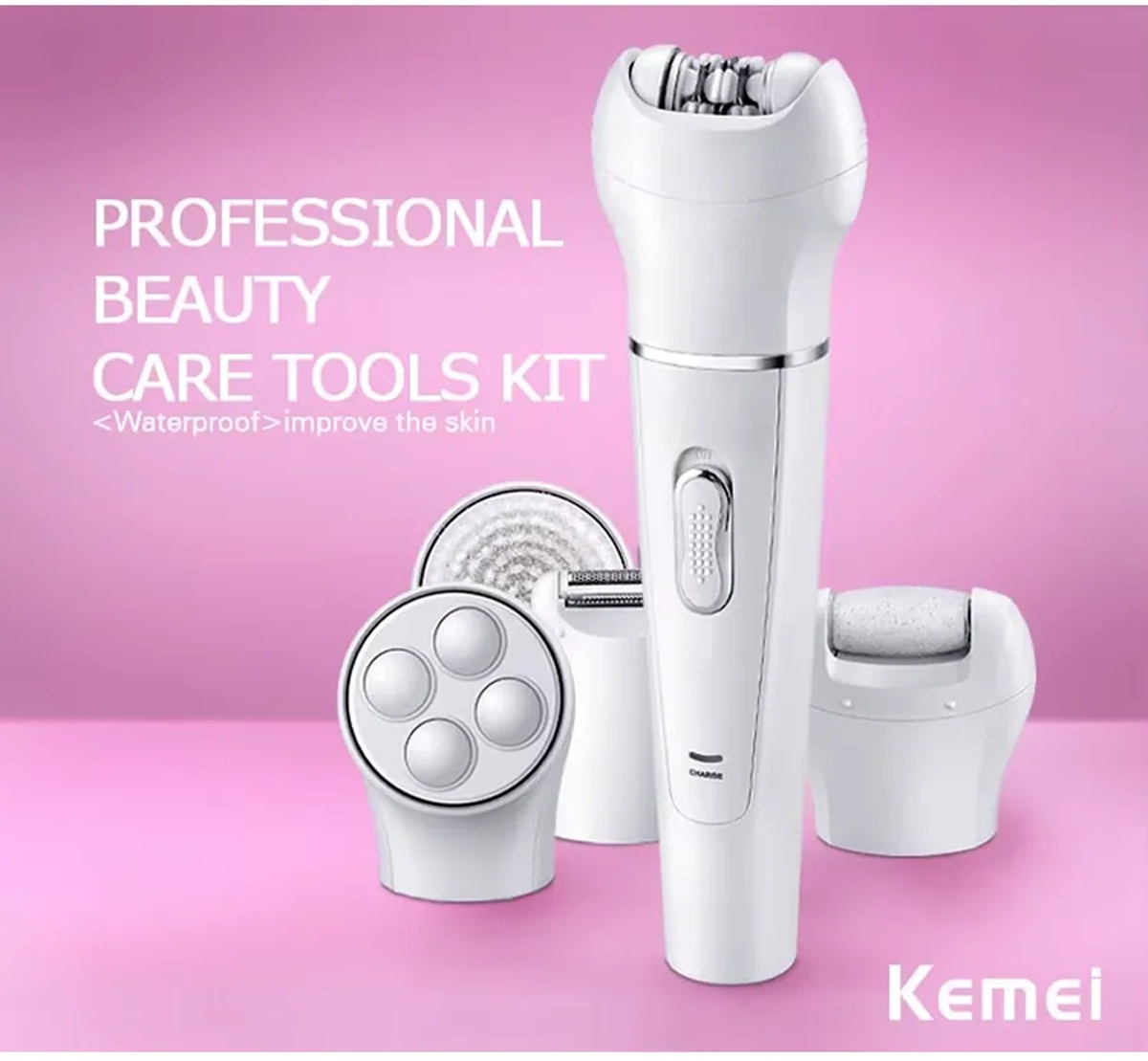 Эпилятор 5 в 1 беспроводной с насадками CASTLELADY депилятор массажер триммер пилинг щетка для очищения кожи - фото 8