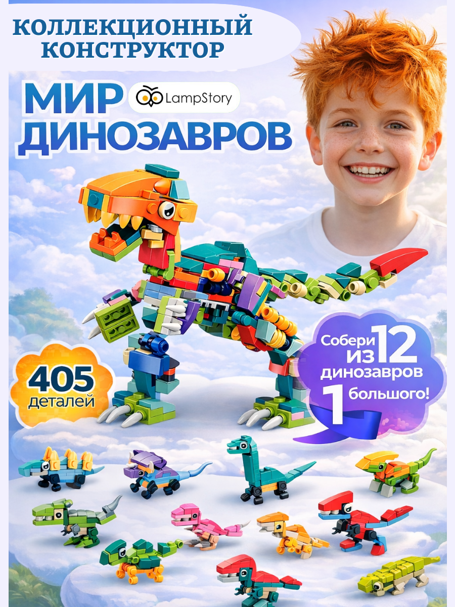 Изображение товара Конструктор LampStory Classic Динозавры 300 деталей для детей от 4 лет