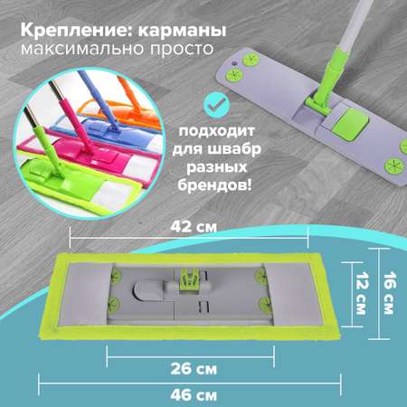 Сменная насадка Лайма для швабры плоская из микрофибры 40см