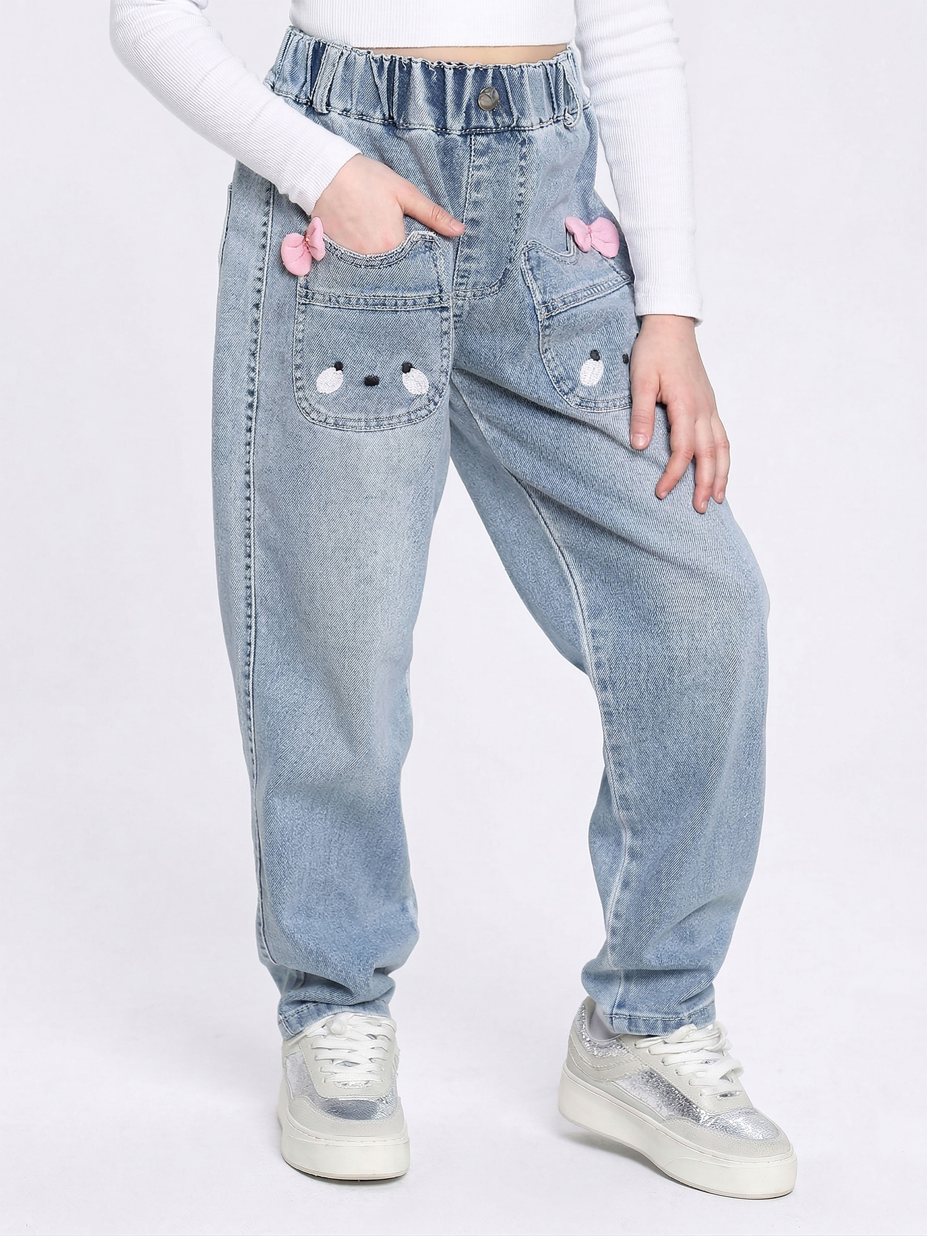 Изображение товара Джинсы-бананы СИНИЙ МИР 134 Длинные с вышивкой