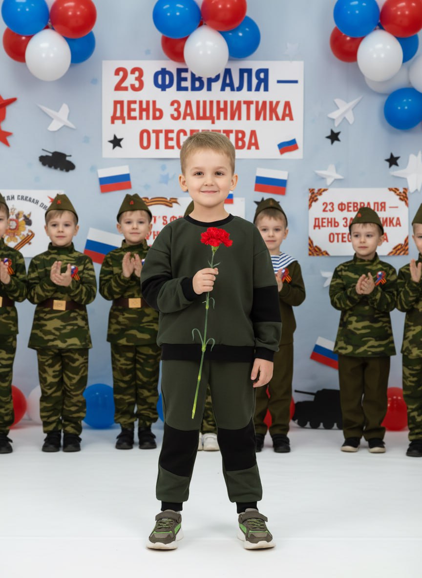 Свитшот и брюки Утенок 7051 т.хаки - фото 2