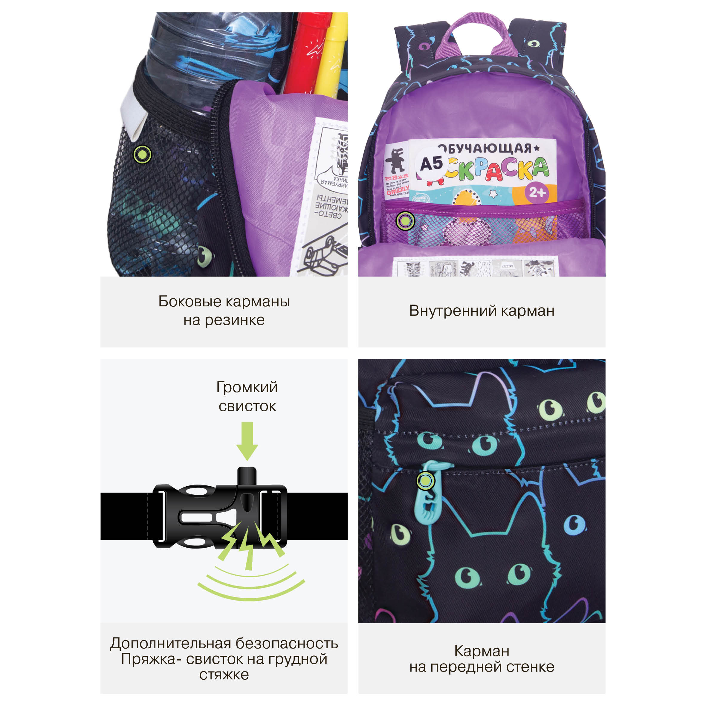 Рюкзак дошкольный Grizzly для девочки - фото 12