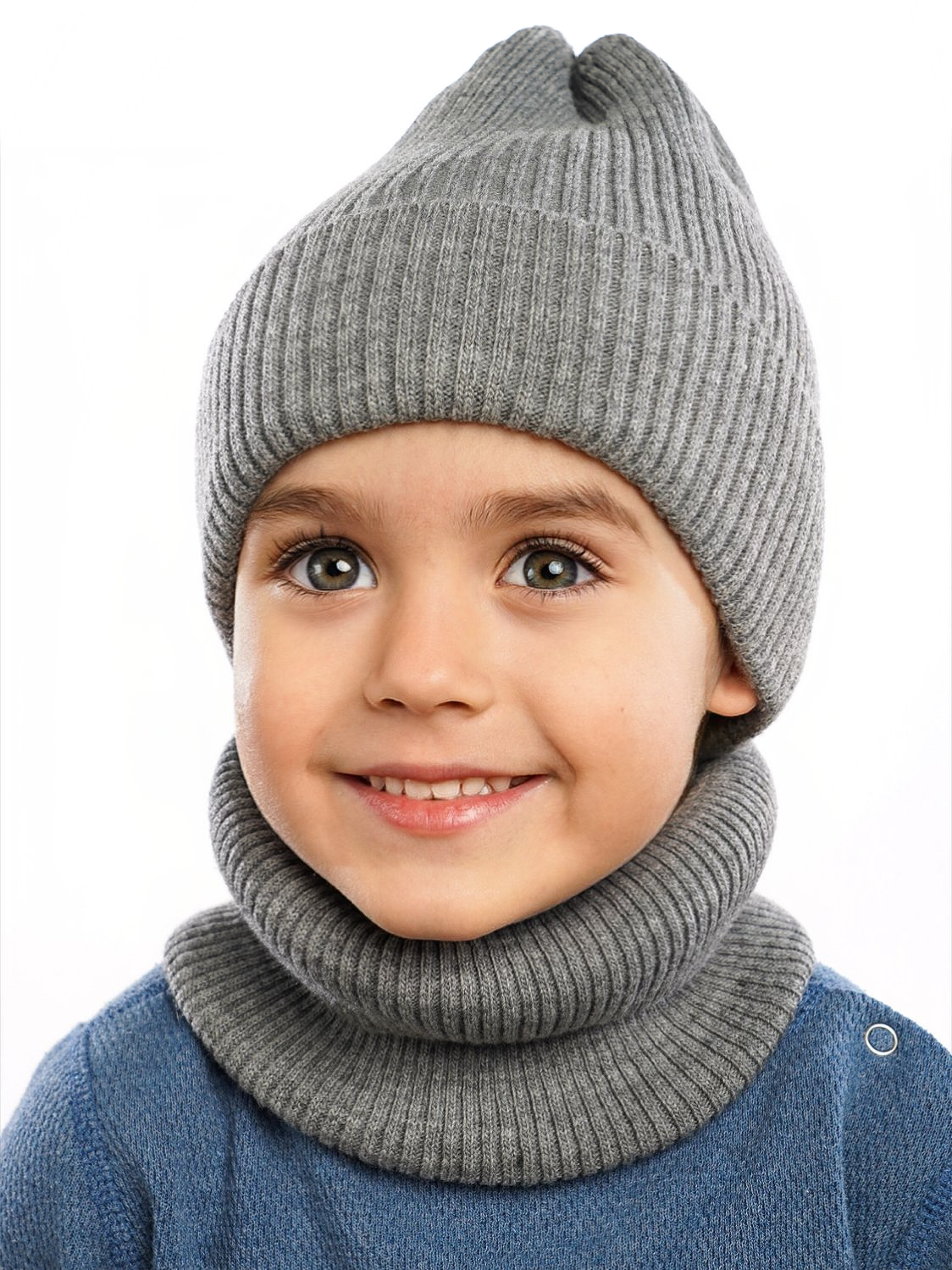 Шапка и снуд ПриКиндер U-Sp234140 Цвет: Серый меланж - фото 1