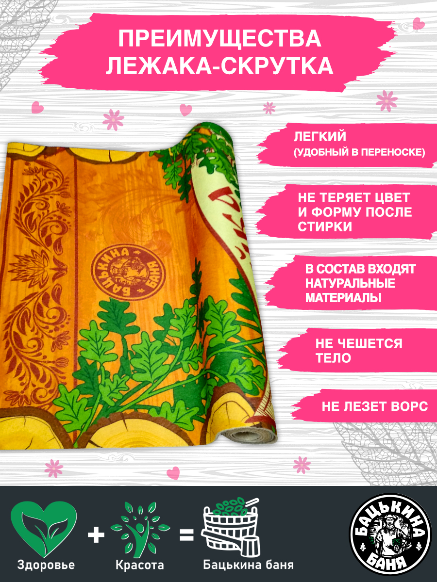 Мягкий коврик Бацькина баня для бани и сауны 145х70 см - фото 5
