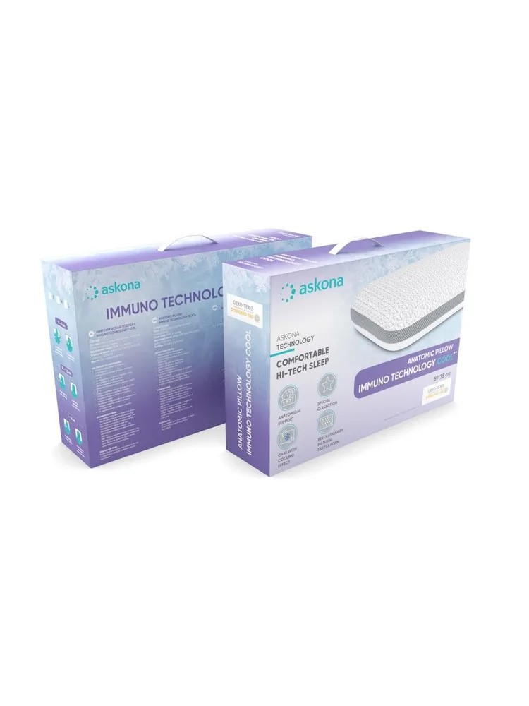 Подушка анатомическая Askona Immuno M 38 x 59 см - фото 10