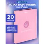Портфолио школьника Brauberg папка А4 на кольцах 20 файлов для девочки