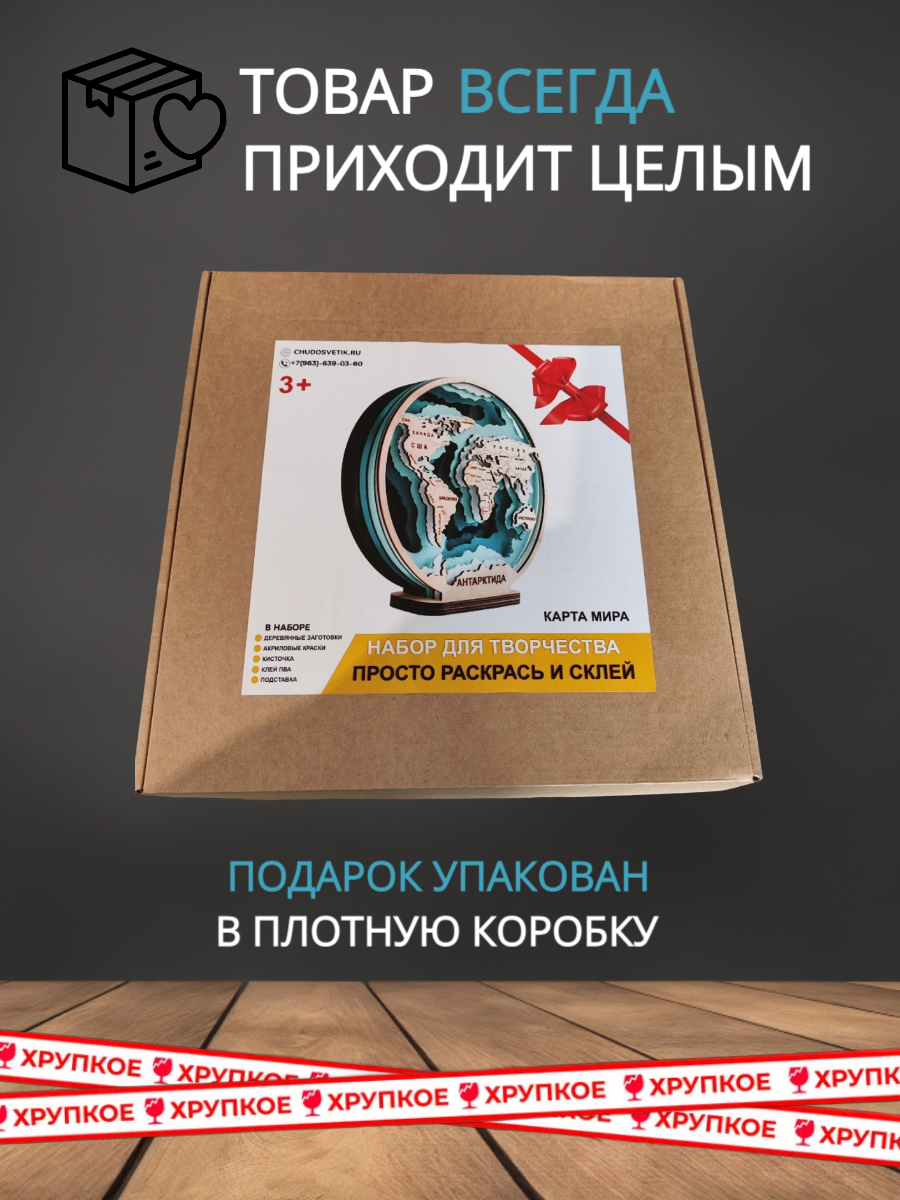 Набор для творчества ЧудоСветик Карта мира аппликация - фото 7