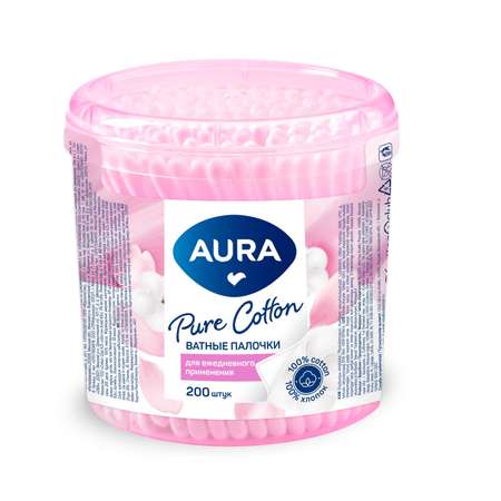 Ватные палочки AURA Antibacterial Antibacterial стакан круглый 200шт