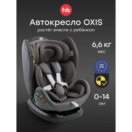 Автокресло Happy Baby Oxis 0+/1/2/3 (0-36 кг) серый