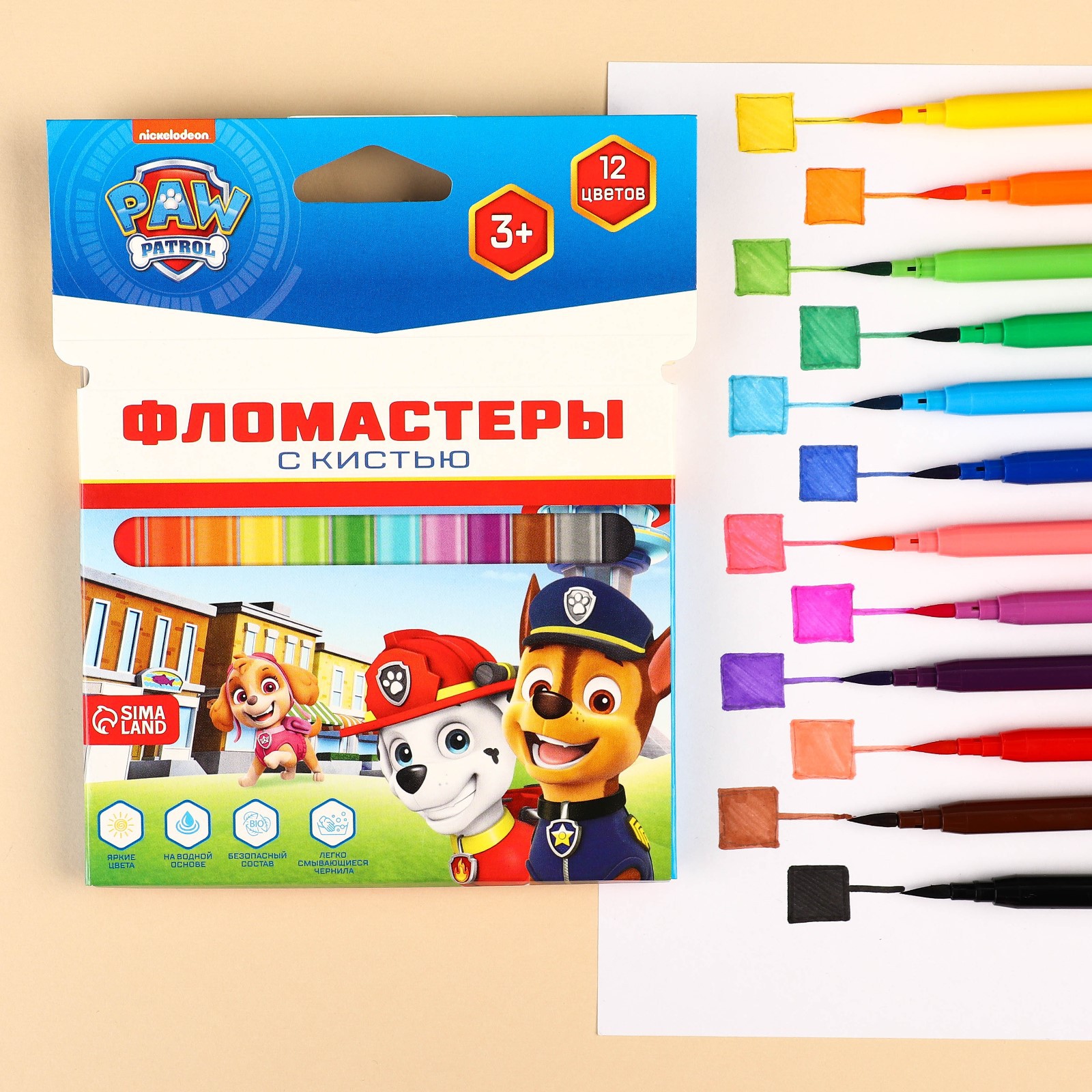 Фломастеры Paw Patrol 12 шт. - фото 1