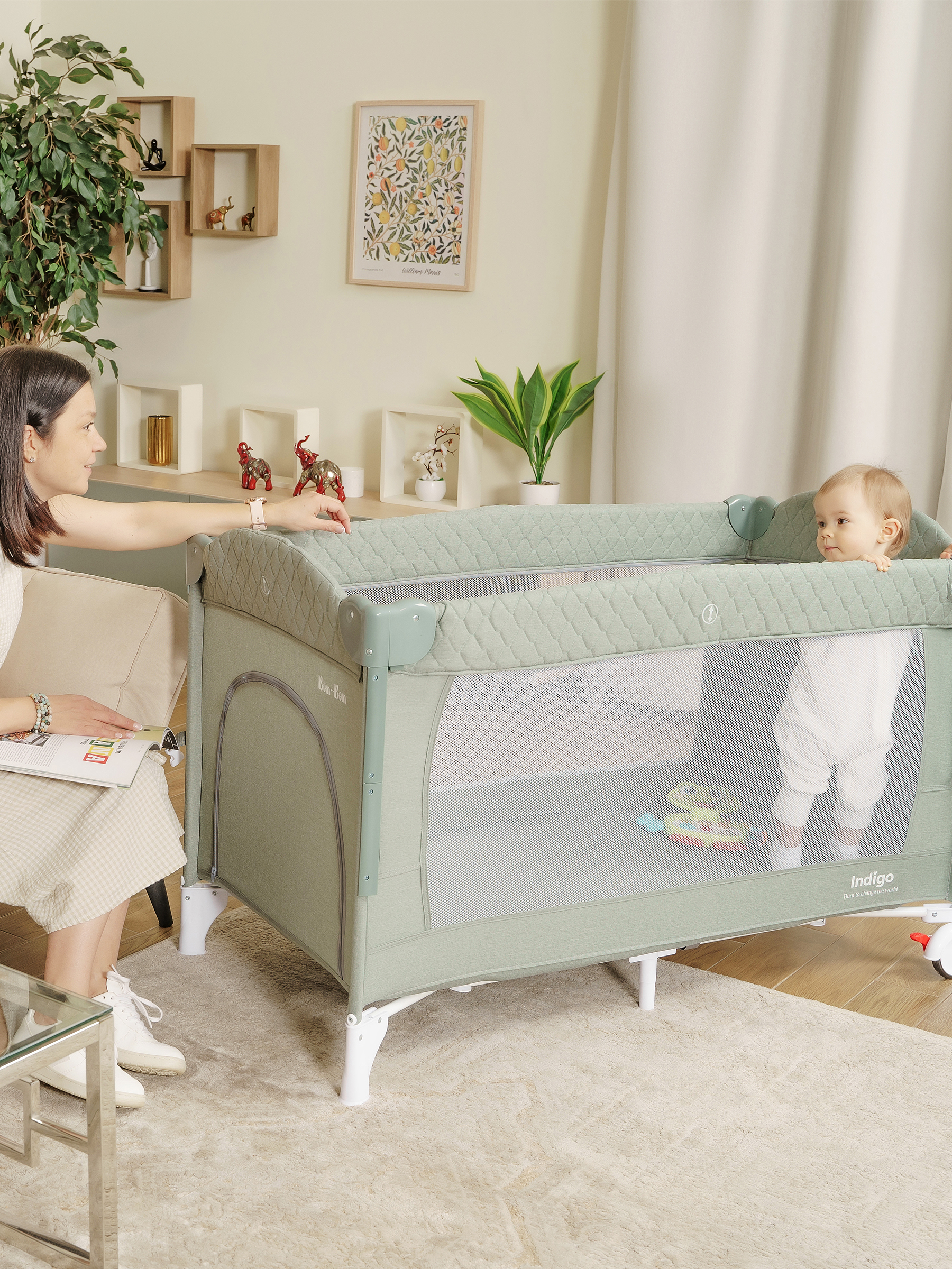 Манеж кровать Indigo Bon-Bon зеленый 4657833590879 - фото 18
