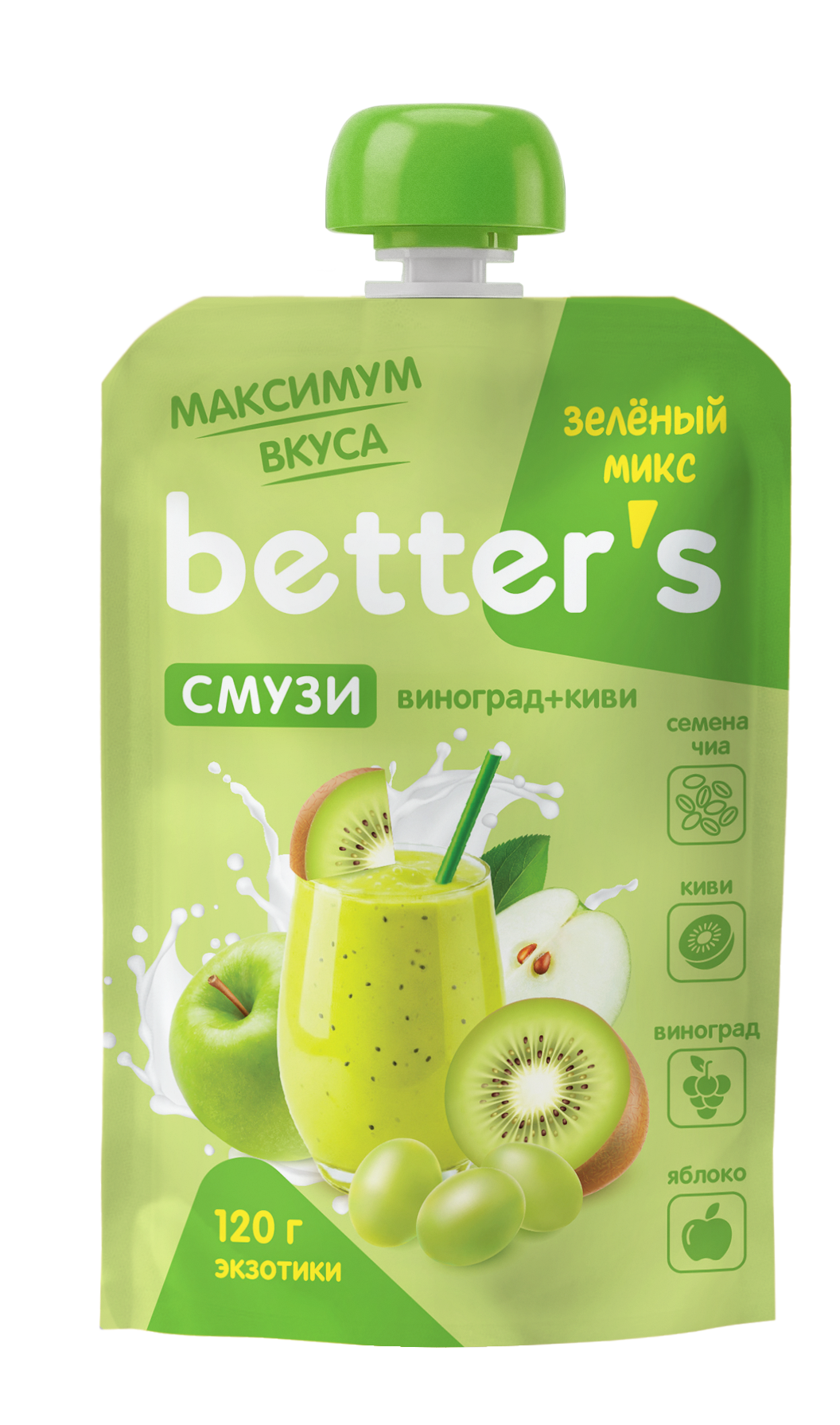 Пюре betters Киви-виноград с 18 мес 120 г - фото 1