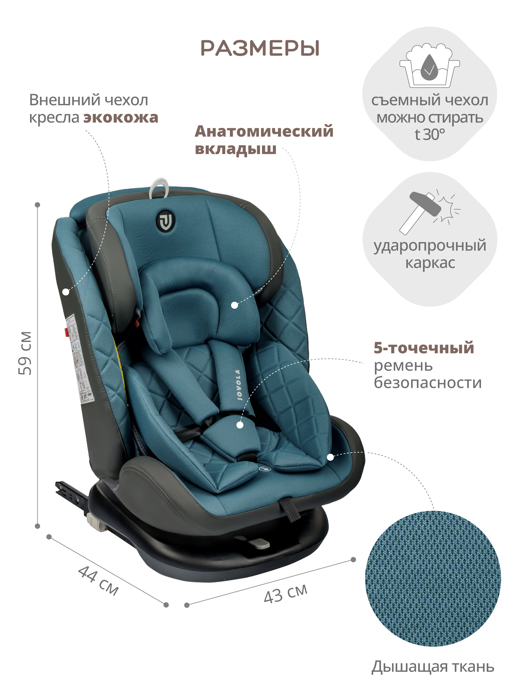Автокресло Indigo Fuller Isofix 0+/1/2/3 (0-36 кг) синий - фото 5