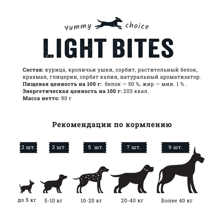 Лакомство для собак LIGHT BITES 90г Кроличье ухо с курицей