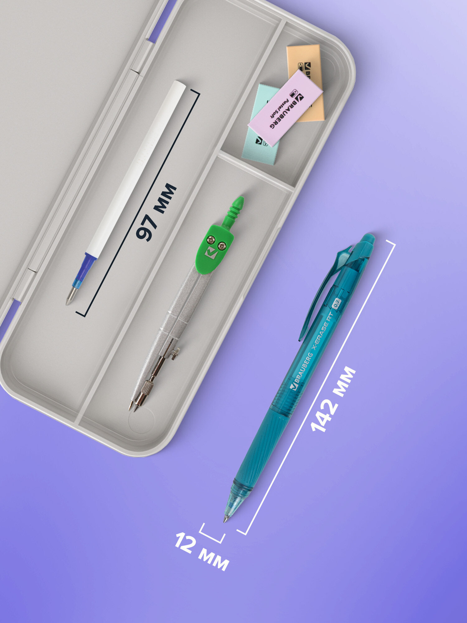 Ручка со стираемыми чернилами Brauberg 3 шт. - фото 5