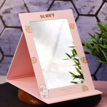 Зеркало настольное для макияжа iLikeGift Happy bunny pink